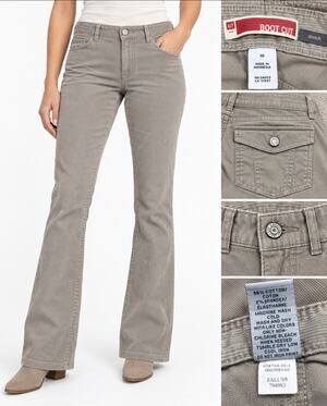 Y2K Indie Sleaze Gap Bootcut Pinwale Corduroy Pants Size 10 Taupe Gray 2000s